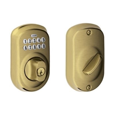 SCHLAGE BE365 PLY 609 Plymouth Keypad Deadbolt, Antique Brass